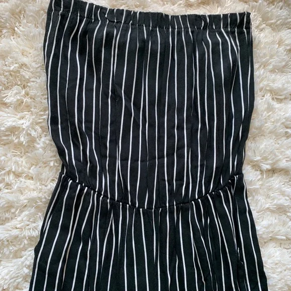 American Eagle black and white stripe tube top  jumpsuit - Picture 2 of 5